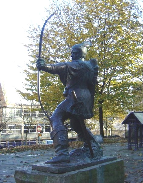 Robin Hood, viewed from the foot of the castle wall 