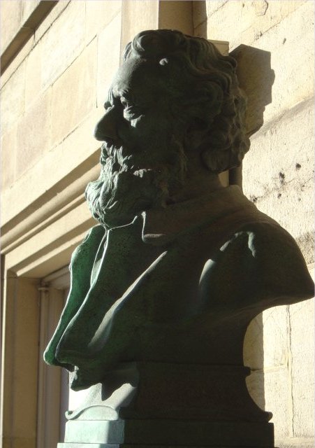 Philip James Bailey, left side view of bust