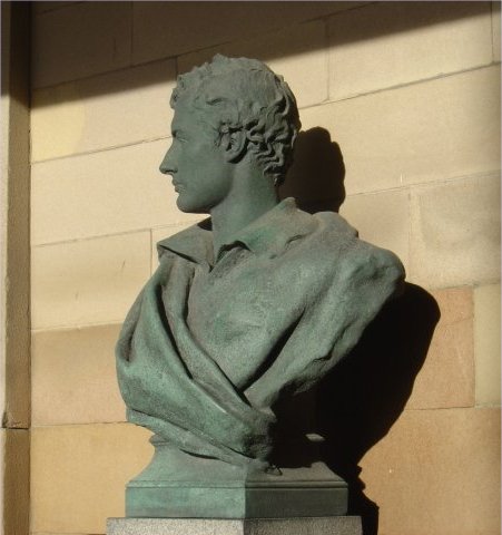 Lord Byron, left side view of bust