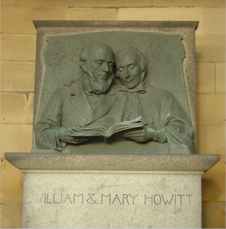 William and Mary Howitt, portrait and plinth viewed head on